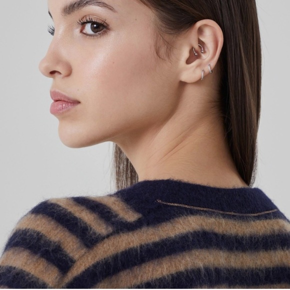 Brunello Cucinelli Striped Mohair, Virgin Wool and Cashmere Sweater with Monili - Picture 3 of 16